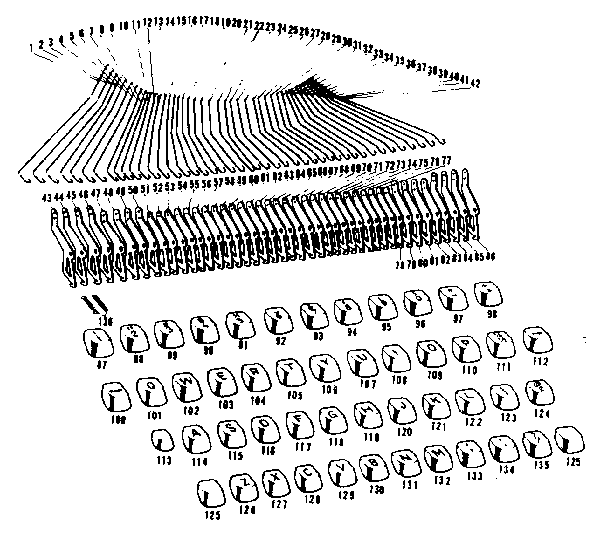 Type bar wire, bell crank & key