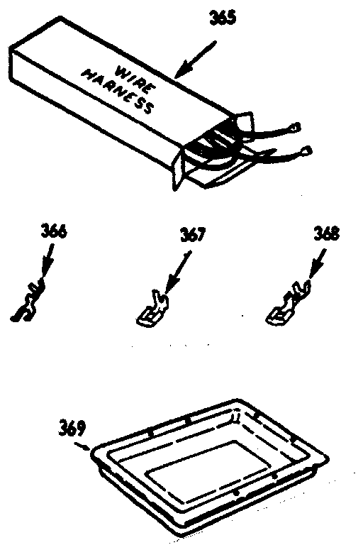 Wire harness and components and rotisserie pan