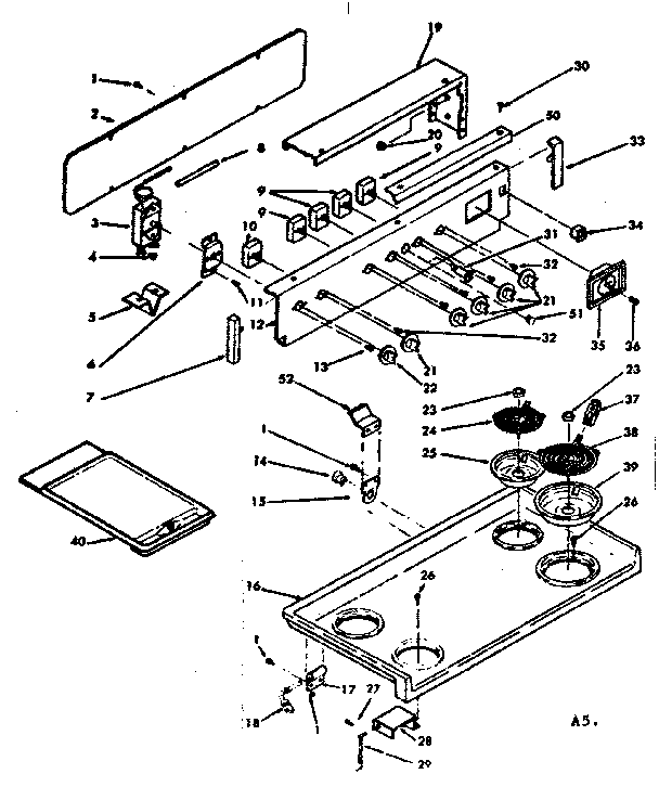 BACKGUARD AND COOKTOP ASSEMBLY