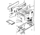 Kenmore 6286357220 backguard and cooktop assembly diagram