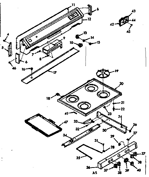 Backguard and main top section