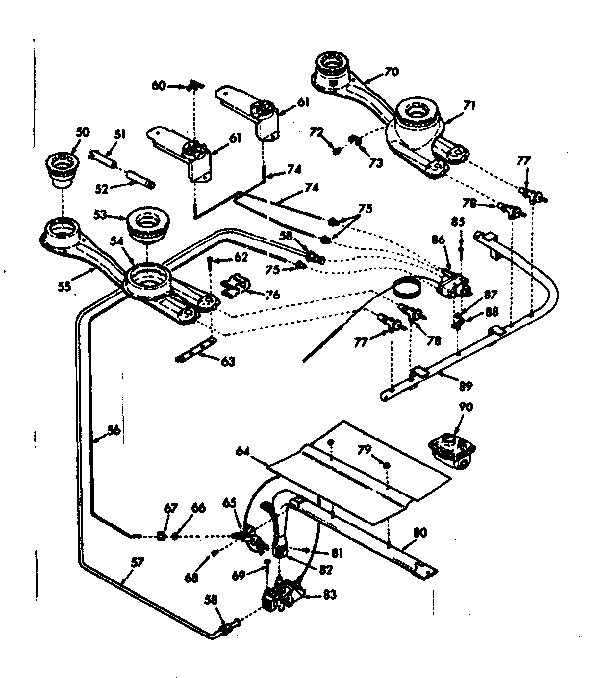 KENMORE 30 IN GAS RANGE BURNER SECTION