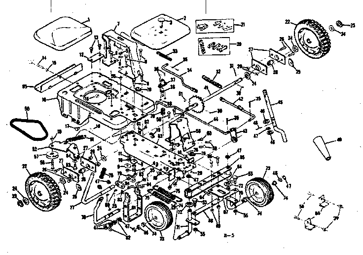 Main frame and wheel assembly
