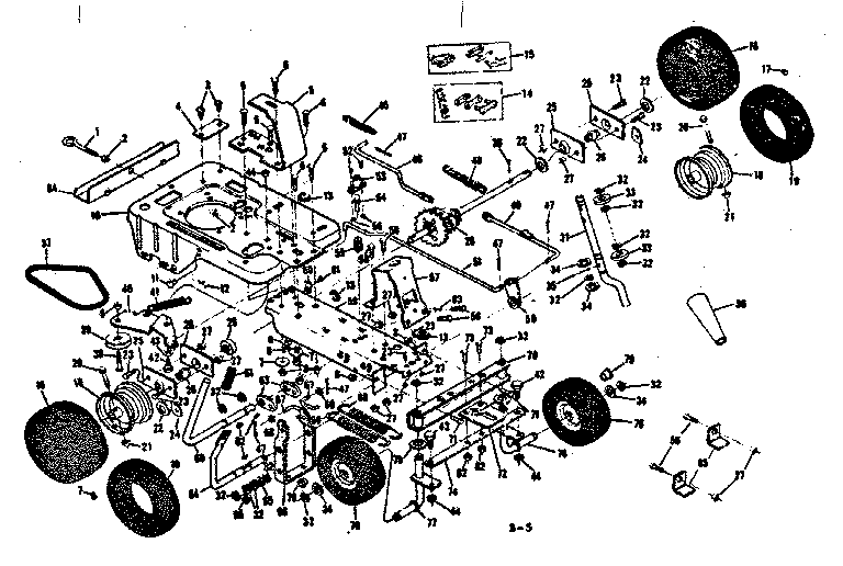 Main frame and wheel assembly