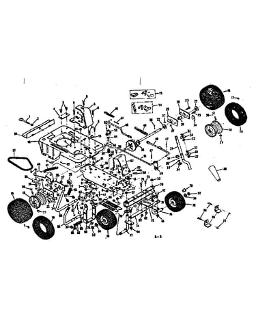 Main frame and wheel assembly