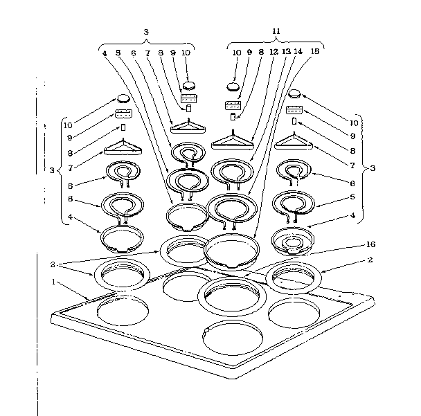 Cook top section