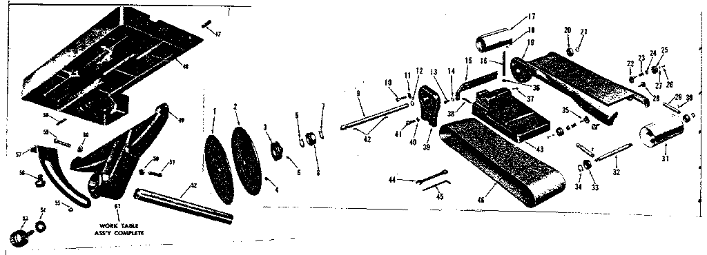 Work table assembly and main assembly