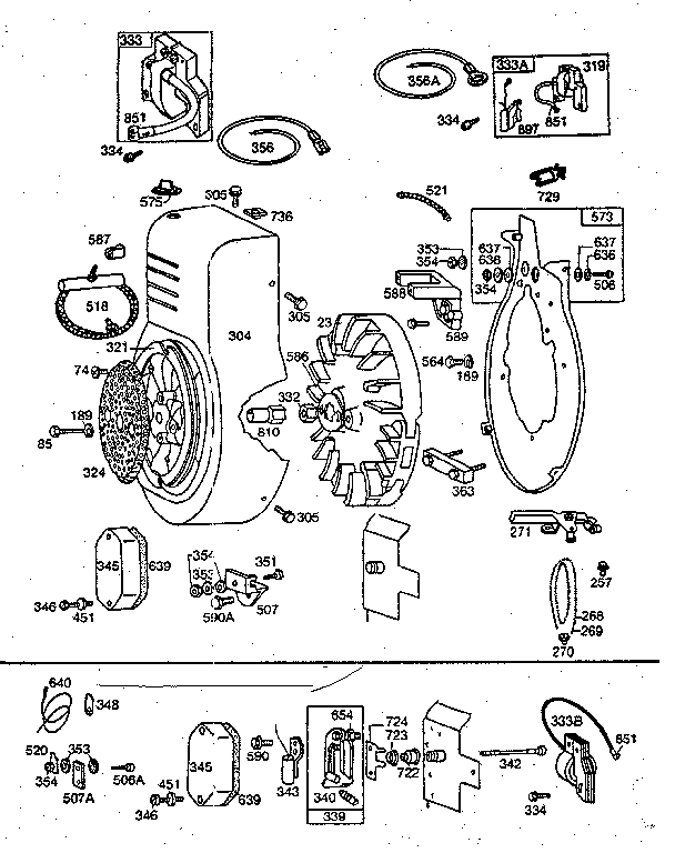 Flywheel assembly and blower housing