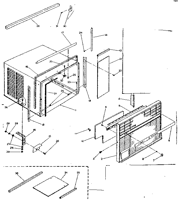 Cabinet and front parts