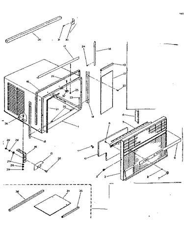 Cabinet and front parts
