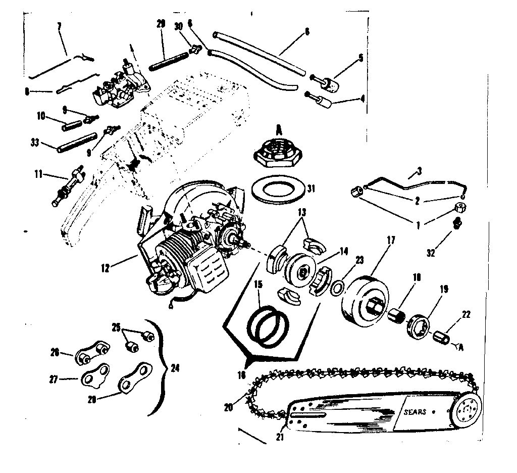 Engine / chain and guide bar