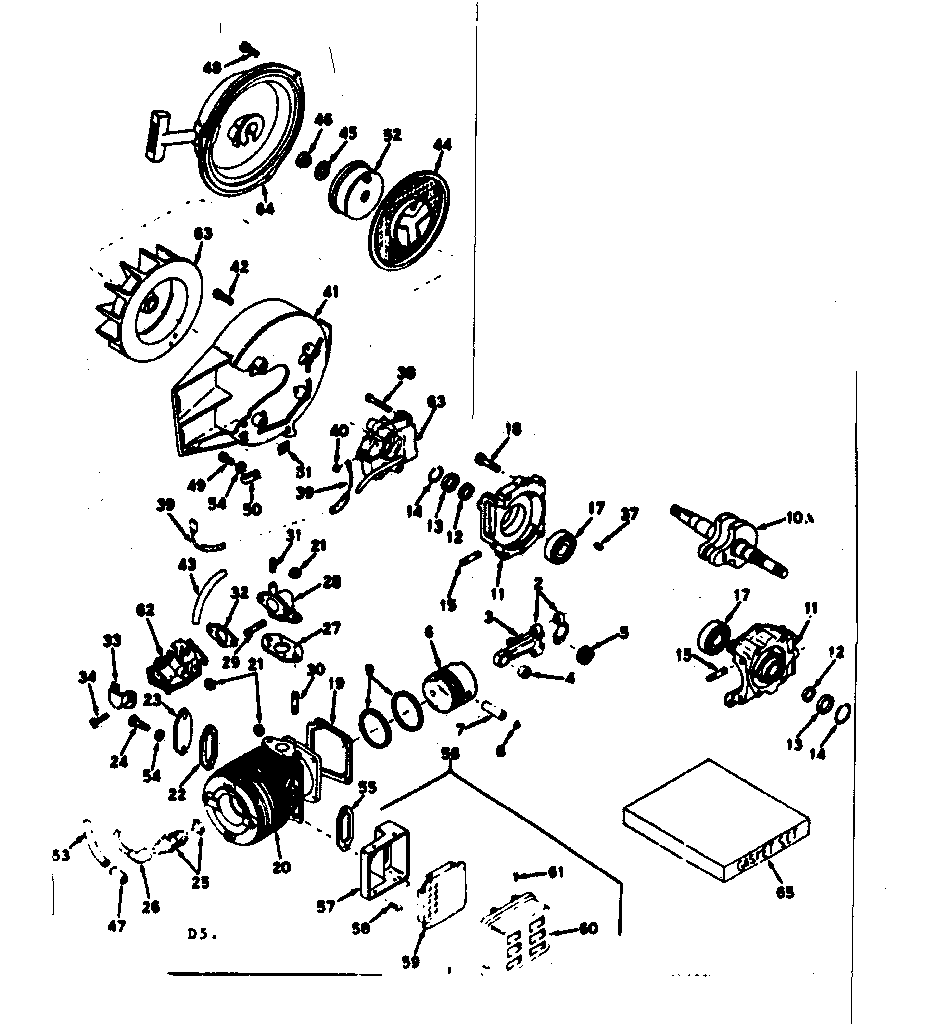 Cylinder /crankshaft and rewind starter