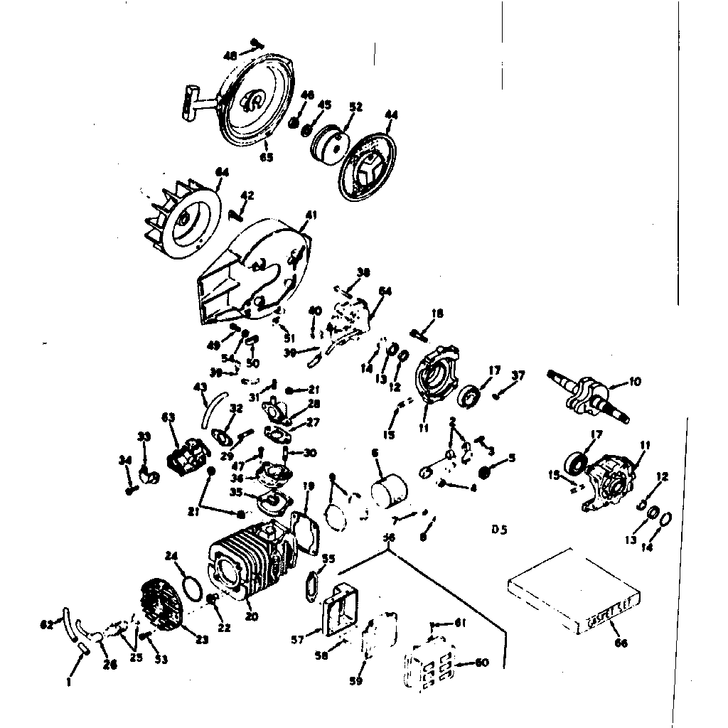 Cylinder /crankshaft and rewind starter