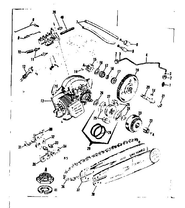 Engine / chain and guide bar