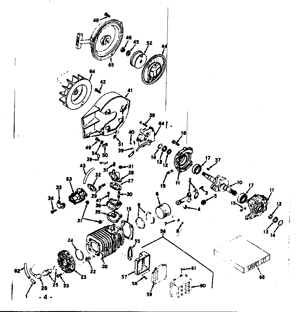 Cylinder /crankshaft and rewind starter