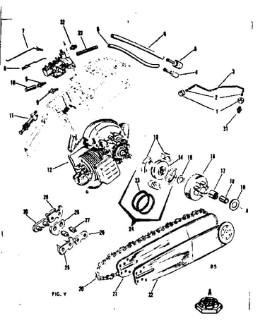 Engine/chain and guide bar