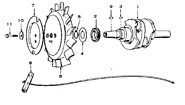 Crankshaft and flywheel group