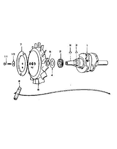 Crankshaft and flywheel group
