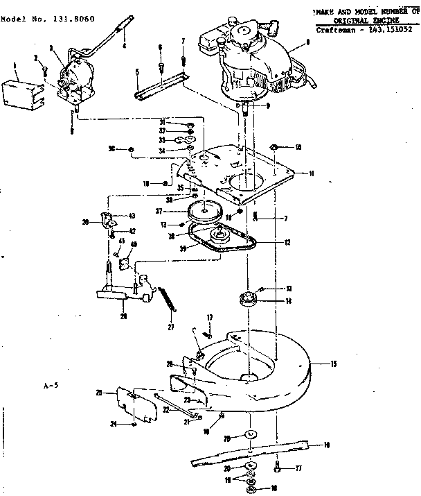 MOWER HOUSING AND ENGINE