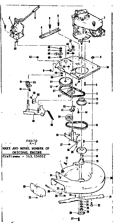 MOWER HOUSING AND ENGINE