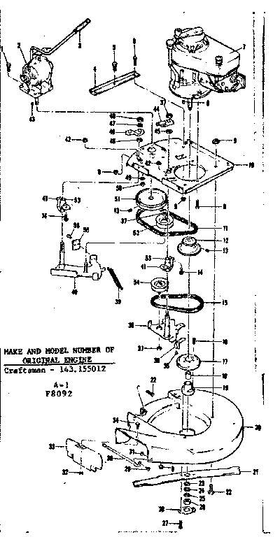 MOWER HOUSING AND ENGINE