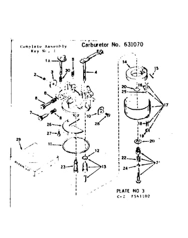 Carburetor no. 631070