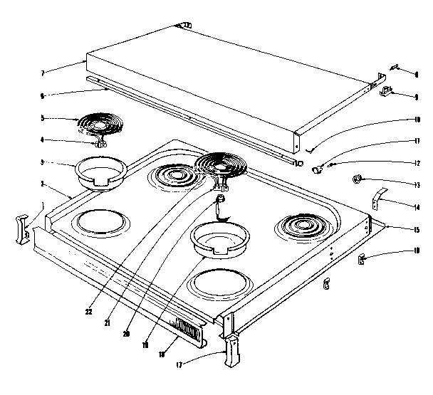 Cook top section