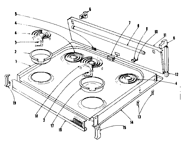 Cook top section