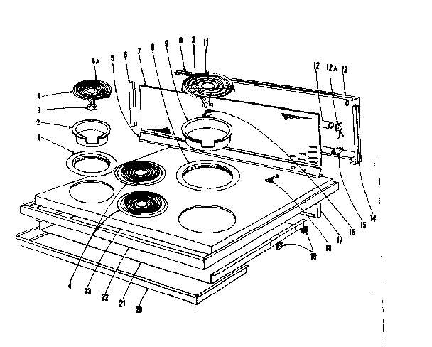 Cook top section