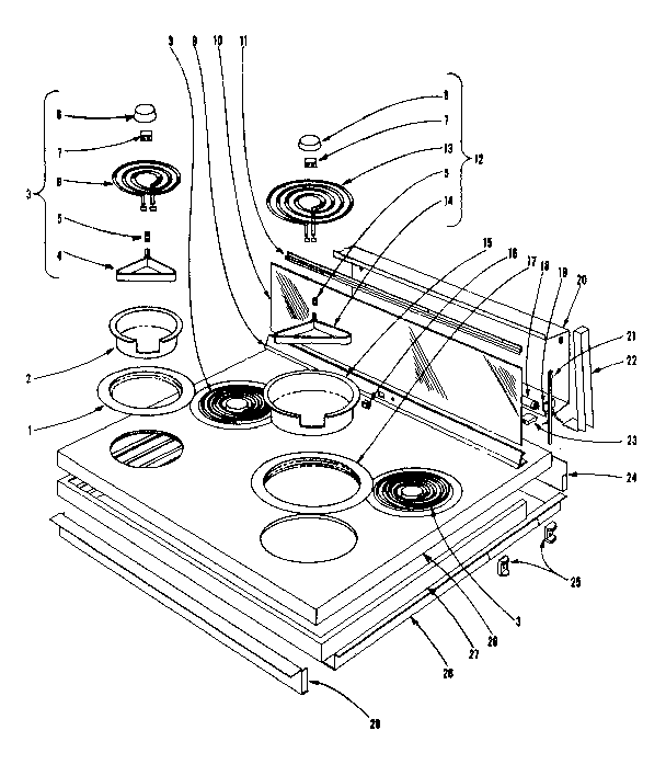 Cook top section