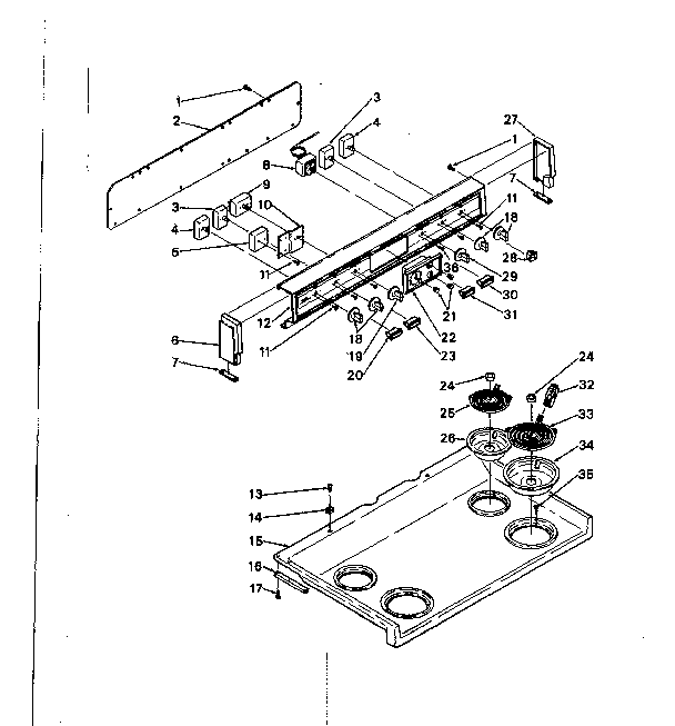 BACKGUARD AND COOKTOP ASSEMBLY