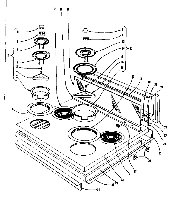 Cook top section