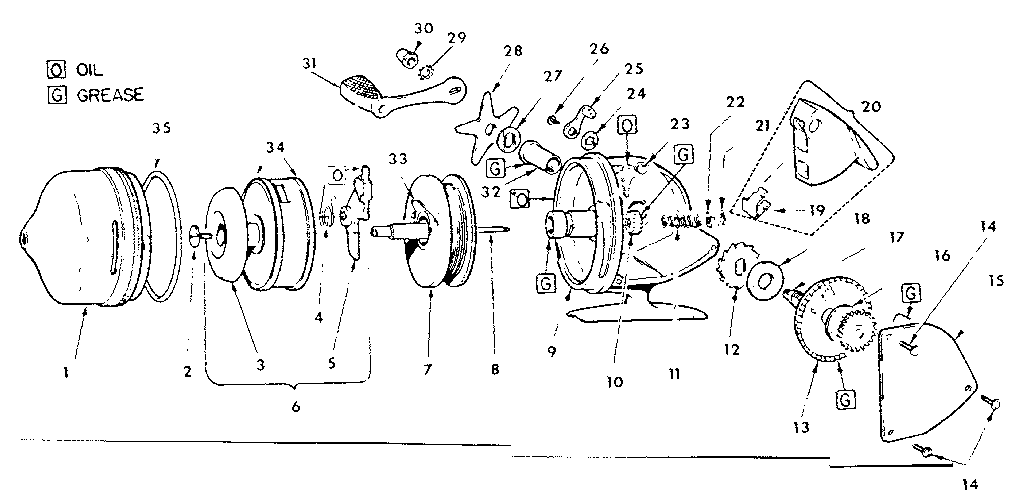 340 spin casting reel assembly