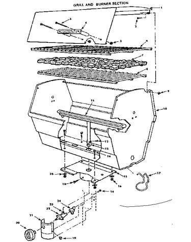 Grill and burner section