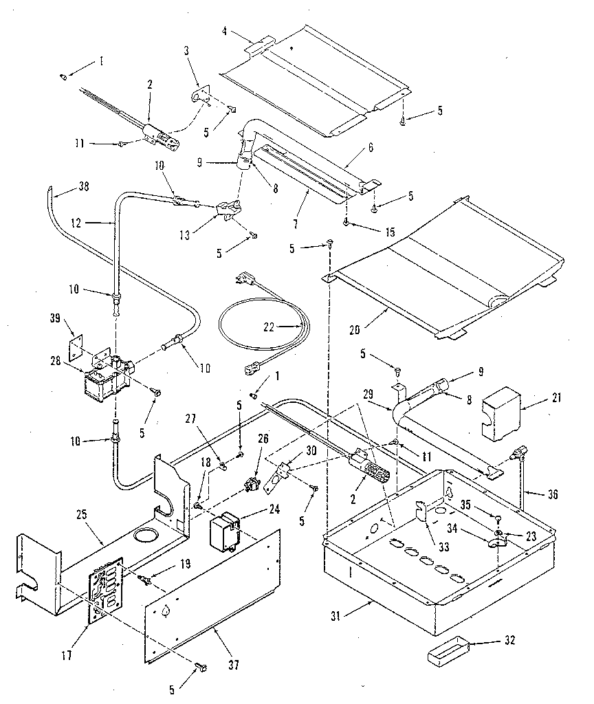 Broiler and oven burner section