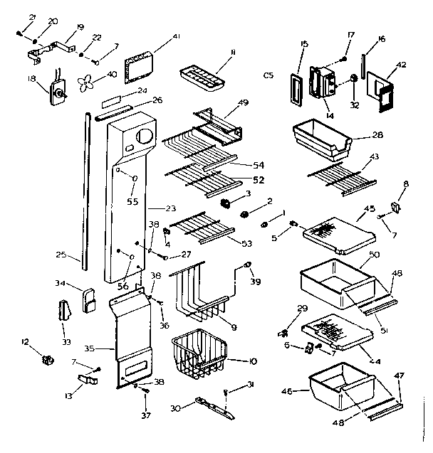 Shelving, supports and air handling parts