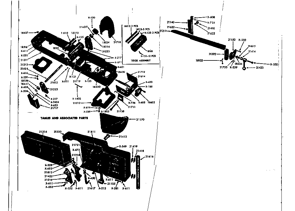 BASE, TABLES AND ASSOCIATES AND FENCE ASSEMBLY