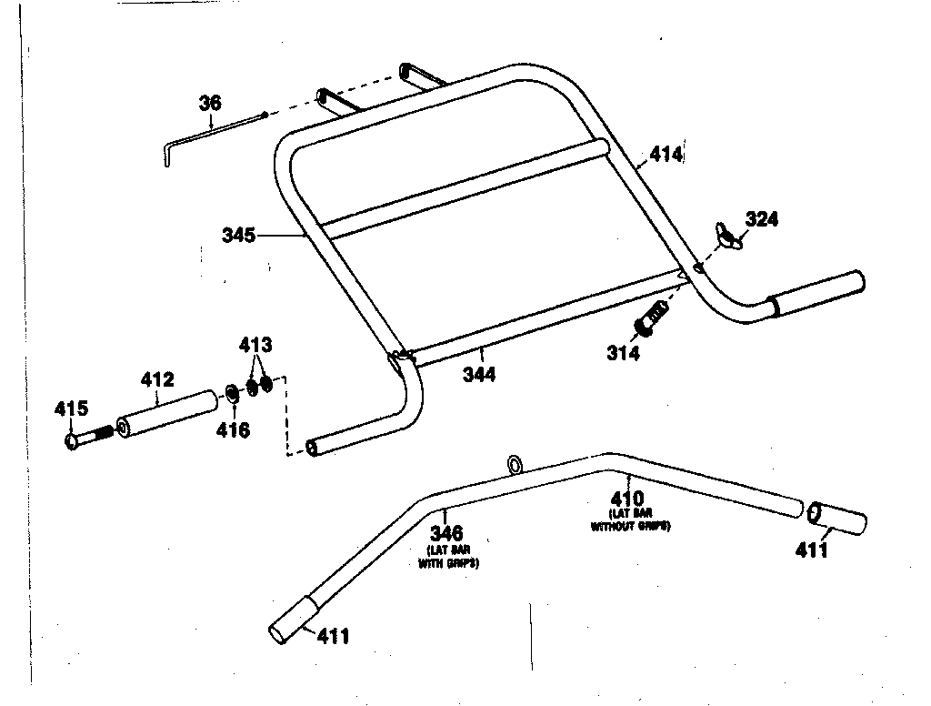 Handlebar assembly & lat bar