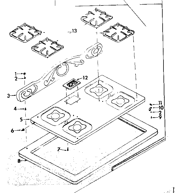 Cook top assembly