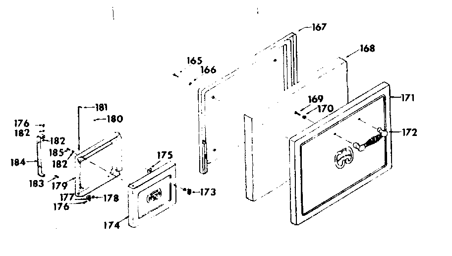 Compartment-oven door assembly