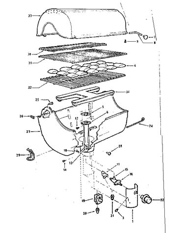 Grill and burner section