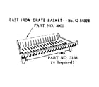 Kenmore 14384512 cast iron grate basket--no. 42-84028 diagram