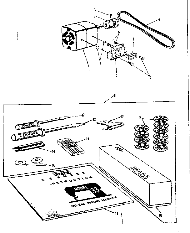 Motor and attachment parts