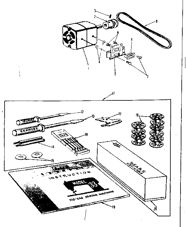 Motor and attachment parts