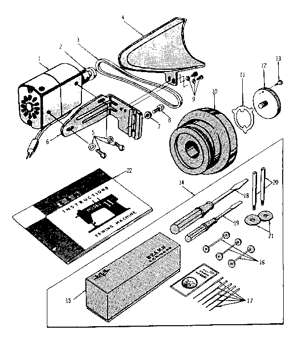 Motor and accessory set