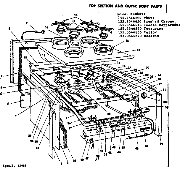 Top section and outer body parts