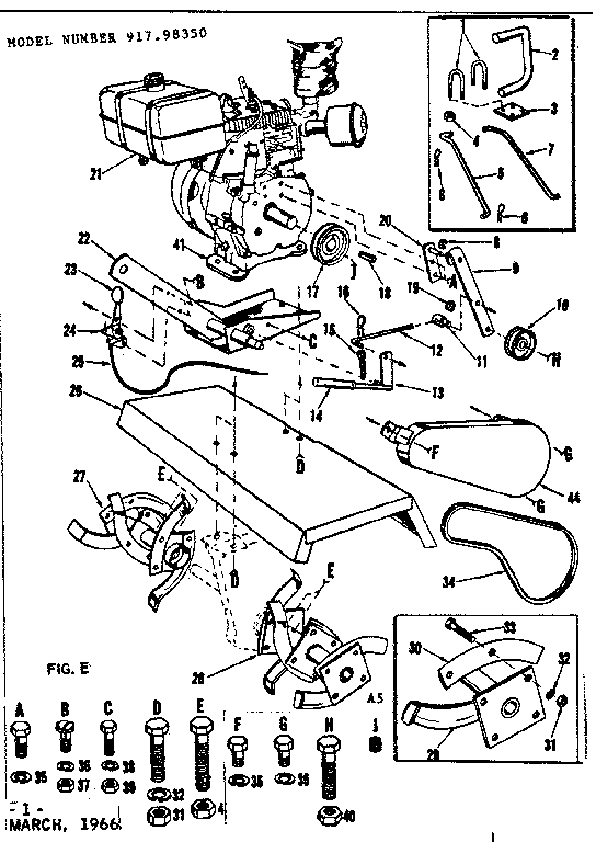 Engine and tine assembly