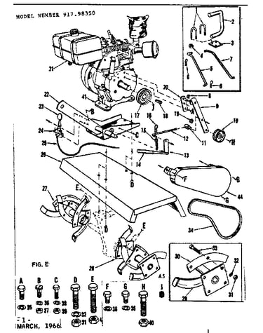 Engine and tine assembly