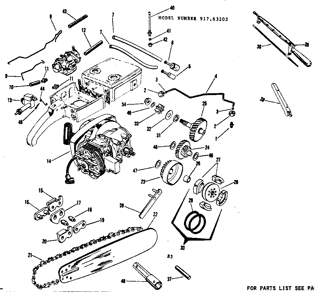 Engine chain and guide bar