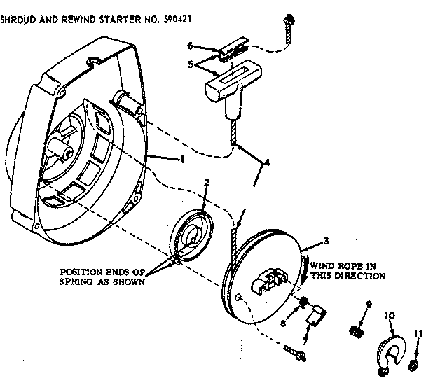 Shroud and rewind starter no. 590421